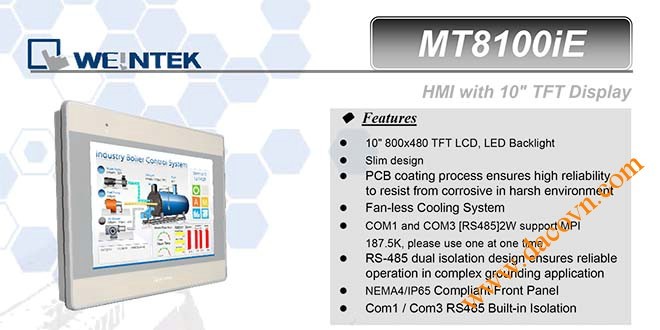 MT8100iE HMI Weintek – Easyview màn hình HMI 10” màu MT8100iE
