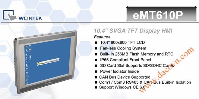 eMT610P HMI Weintek – Easyview Máy tính công nghiệp 10.4 Inch mầu eMT610P