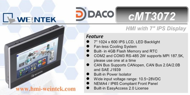 cMT3072 Màn hình cảm ứng Cloud HMI Weintek 7 Inch, màu, Ethernet