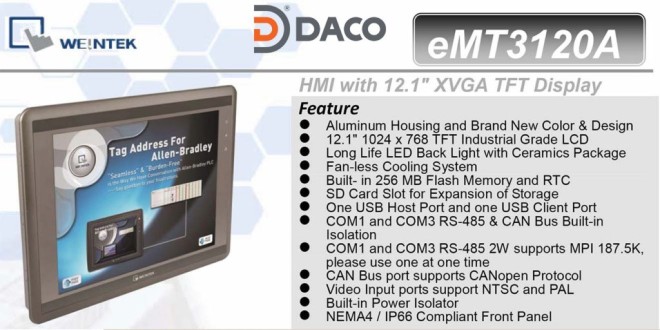 eMT3120A HMI Weintek – Easyview màn hình HMI 12.1” màu eMT3120A