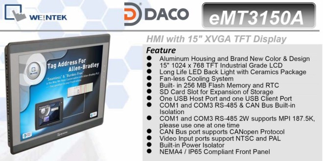 eMT3150A HMI Weintek – Easyview màn hình HMI 15” màu eMT3150A