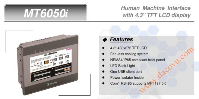 MT6050i HMI Weintek – Easyview màn hình HMI 4.3” màu MT6050i
