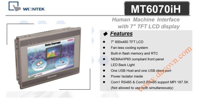 MT6070iH HMI Weintek – Easyview màn hình HMI 7” màu MT6070iH2EV