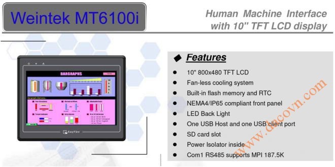 MT6100i HMI Weintek – Easyview màn hình HMI 10” màu MT6100iV2