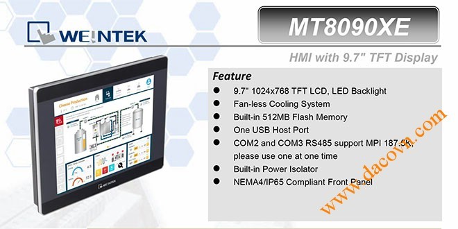 MT8090XE HMI Weintek – Easyview màn hình HMI 9.7 Inch mầu MT8090XE