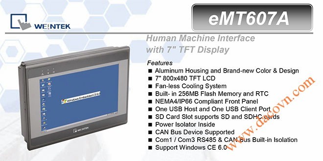 eMT607A HMI Weintek – Easyview Máy tính công nghiệp 7 Inch mầu eMT607A