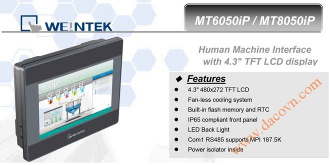 MT6050iP HMI Weintek – Easyview màn hình HMI 4.3 Inch mầu MT6050iP