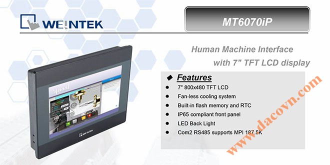MT6070iP HMI Weintek – Easyview màn hình HMI 7 Inch mầu MT6070iP